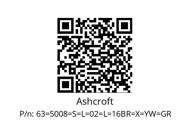   Ashcroft 63=5008=S=L=02=L=16BR=X=YW=GR