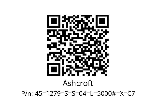   Ashcroft 45=1279=S=S=04=L=5000#=X=C7