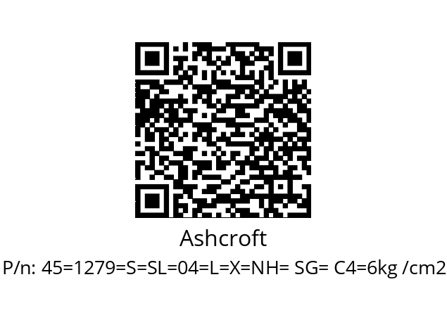   Ashcroft 45=1279=S=SL=04=L=X=NH= SG= C4=6kg /cm2