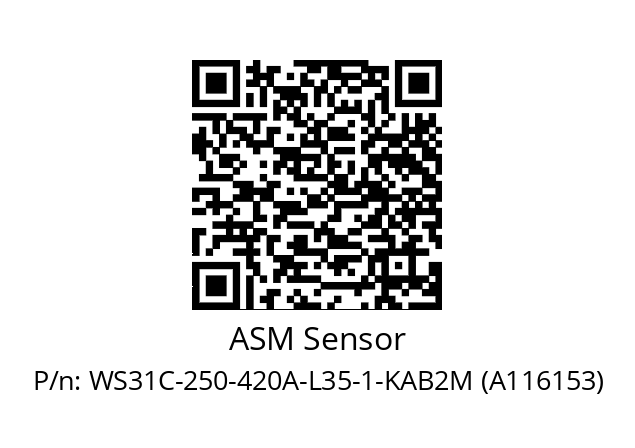   ASM Sensor WS31C-250-420A-L35-1-KAB2M (A116153)