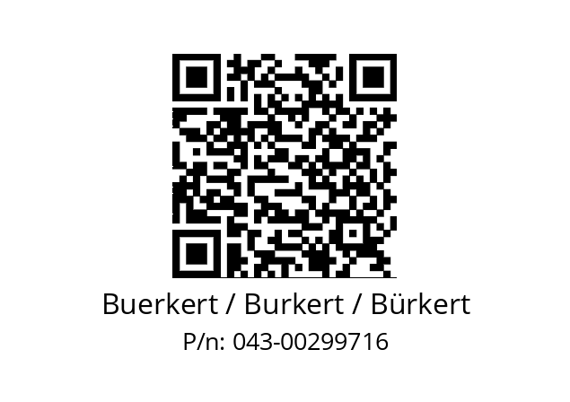   Buerkert / Burkert / Bürkert 043-00299716