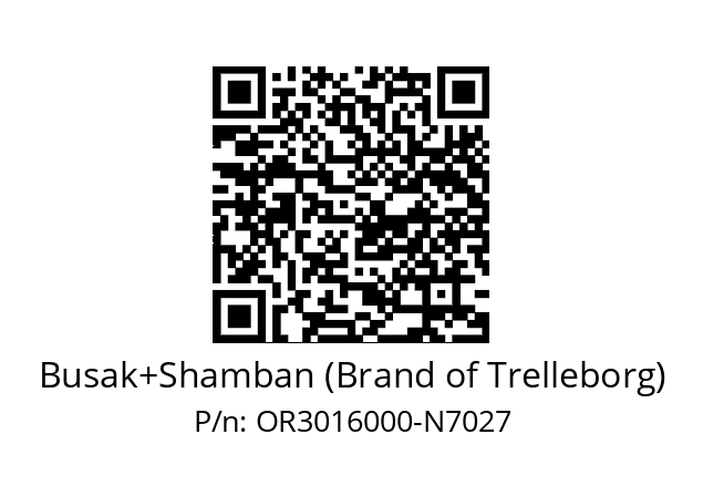   Busak+Shamban (Brand of Trelleborg) OR3016000-N7027