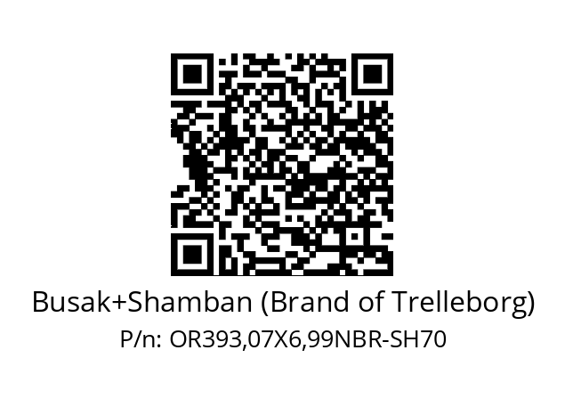   Busak+Shamban (Brand of Trelleborg) OR393,07X6,99NBR-SH70