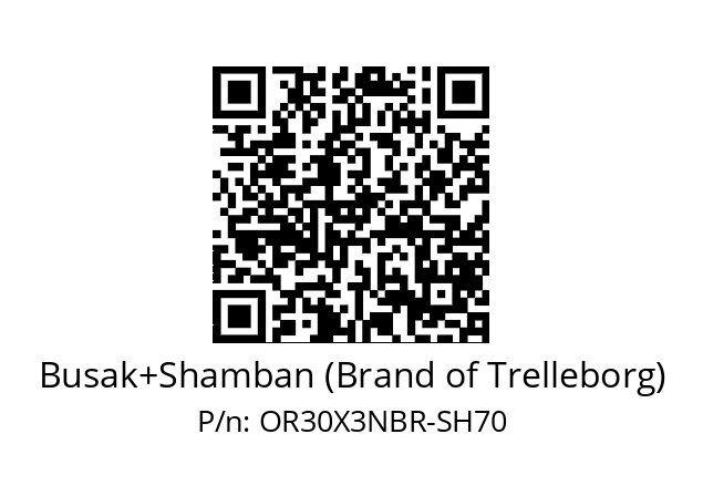   Busak+Shamban (Brand of Trelleborg) OR30X3NBR-SH70