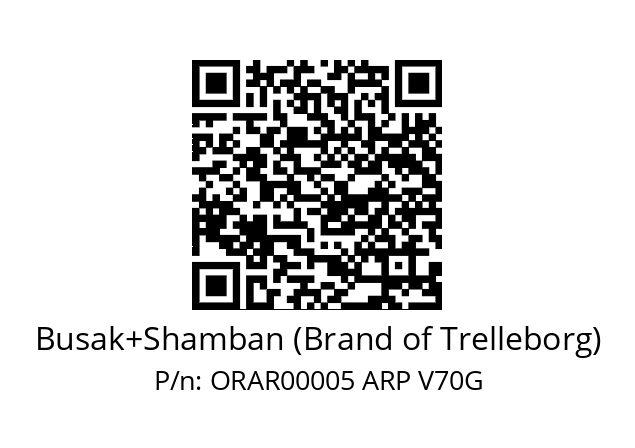   Busak+Shamban (Brand of Trelleborg) ORAR00005 ARP V70G