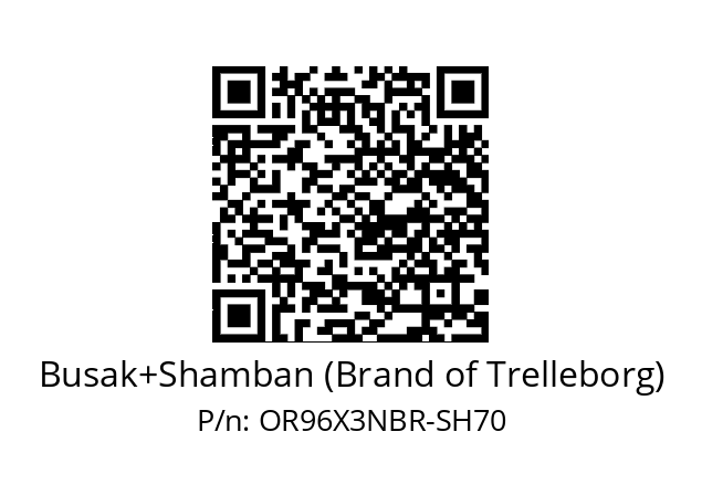   Busak+Shamban (Brand of Trelleborg) OR96X3NBR-SH70