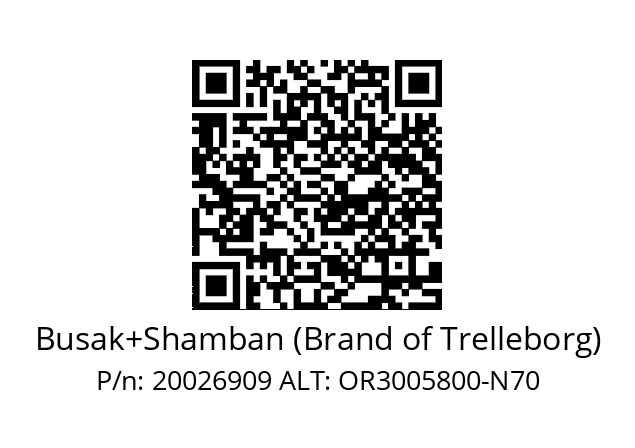   Busak+Shamban (Brand of Trelleborg) 20026909 ALT: OR3005800-N70