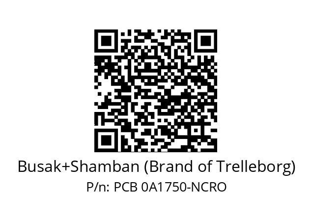   Busak+Shamban (Brand of Trelleborg) PCB 0A1750-NCRO