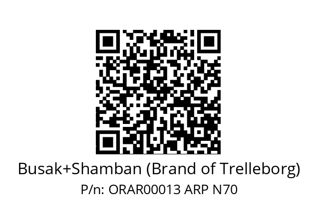   Busak+Shamban (Brand of Trelleborg) ORAR00013 ARP N70