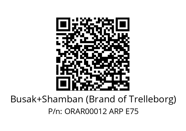   Busak+Shamban (Brand of Trelleborg) ORAR00012 ARP E75