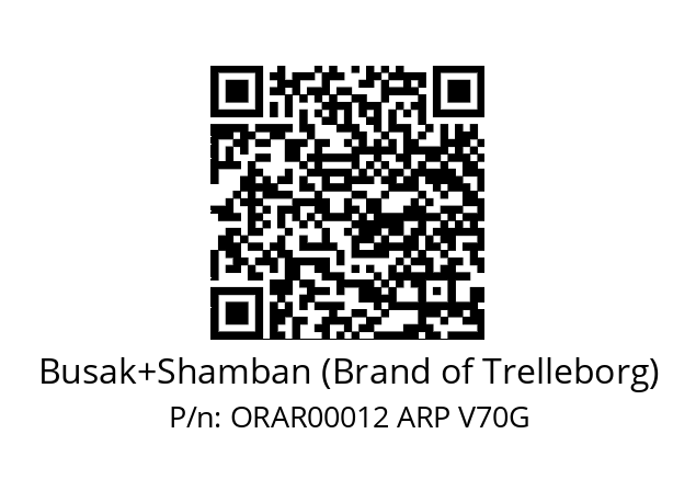   Busak+Shamban (Brand of Trelleborg) ORAR00012 ARP V70G