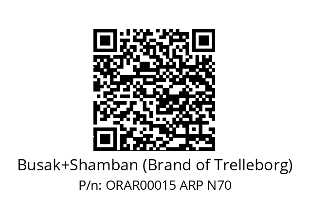   Busak+Shamban (Brand of Trelleborg) ORAR00015 ARP N70