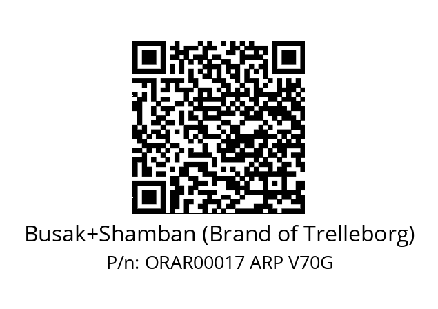   Busak+Shamban (Brand of Trelleborg) ORAR00017 ARP V70G