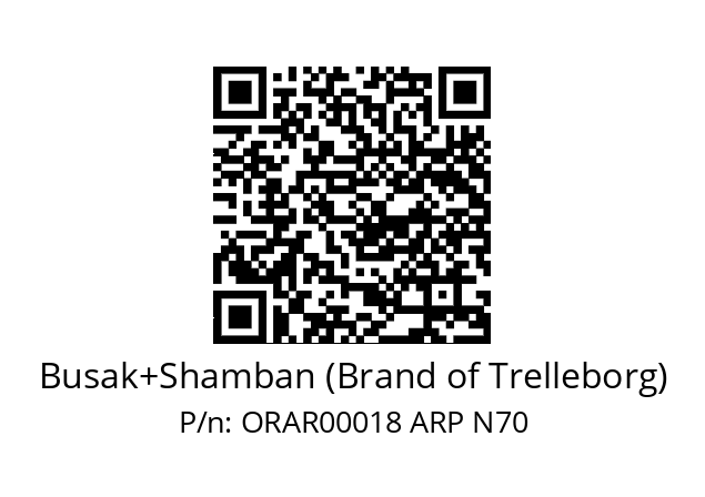   Busak+Shamban (Brand of Trelleborg) ORAR00018 ARP N70