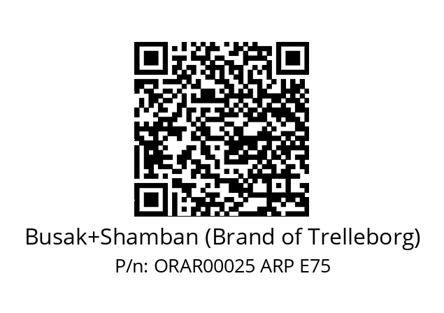   Busak+Shamban (Brand of Trelleborg) ORAR00025 ARP E75