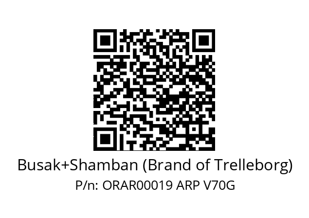   Busak+Shamban (Brand of Trelleborg) ORAR00019 ARP V70G