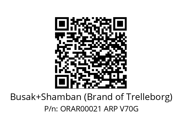   Busak+Shamban (Brand of Trelleborg) ORAR00021 ARP V70G