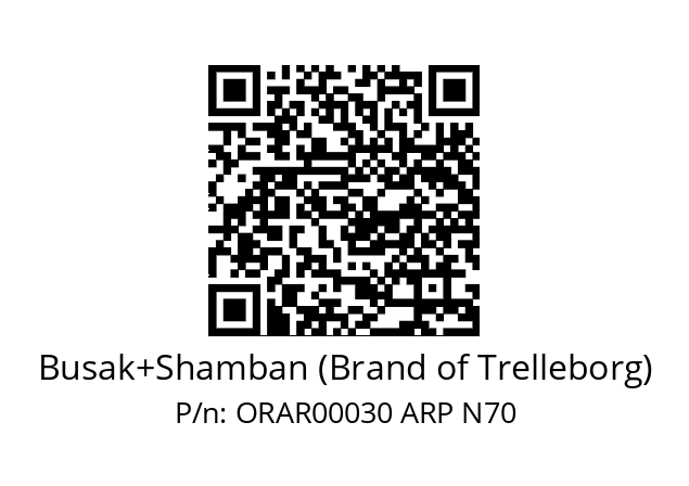   Busak+Shamban (Brand of Trelleborg) ORAR00030 ARP N70