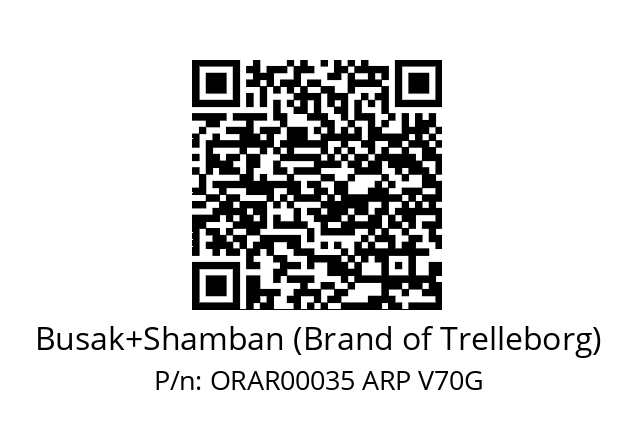   Busak+Shamban (Brand of Trelleborg) ORAR00035 ARP V70G