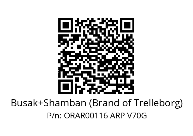   Busak+Shamban (Brand of Trelleborg) ORAR00116 ARP V70G