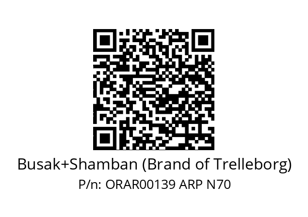   Busak+Shamban (Brand of Trelleborg) ORAR00139 ARP N70