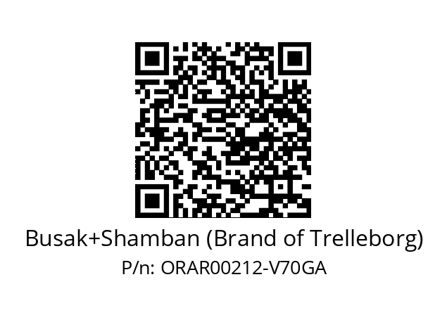   Busak+Shamban (Brand of Trelleborg) ORAR00212-V70GA