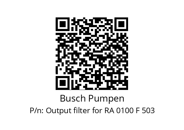   Busch Pumpen Output filter for RA 0100 F 503