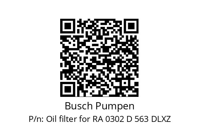   Busch Pumpen Oil filter for RA 0302 D 563 DLXZ