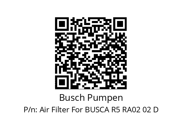   Busch Pumpen Air Filter For BUSCA R5 RA02 02 D