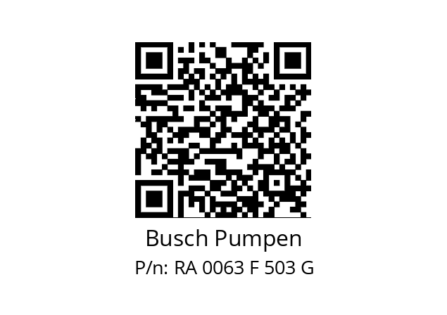   Busch Pumpen RA 0063 F 503 G