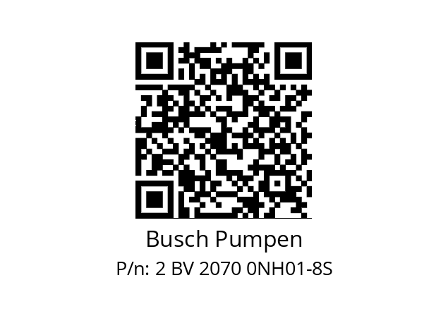   Busch Pumpen 2 BV 2070 0NH01-8S