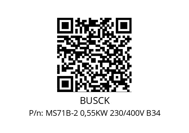   BUSCK MS71B-2 0,55KW 230/400V B34