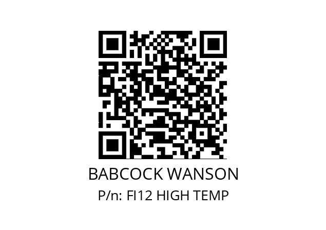   BABCOCK WANSON FI12 HIGH TEMP