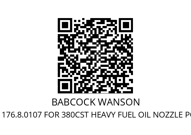   BABCOCK WANSON 176.8.0107 FOR 380CST HEAVY FUEL OIL NOZZLE POS.1