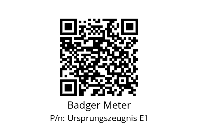   Badger Meter Ursprungszeugnis E1