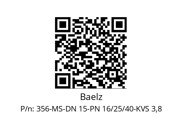   Baelz 356-MS-DN 15-PN 16/25/40-KVS 3,8