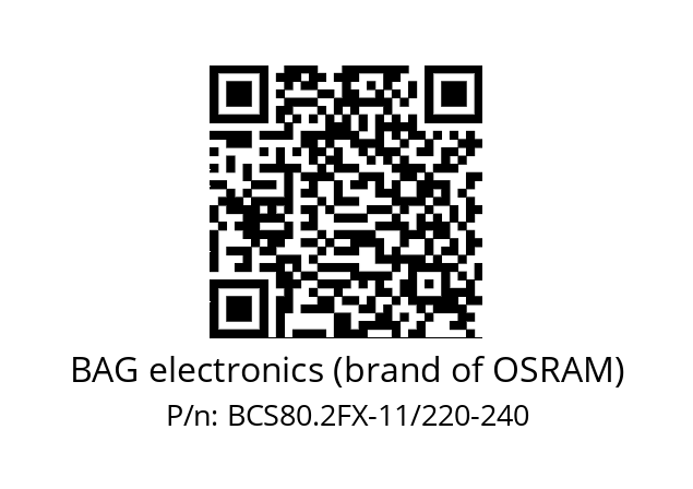 Ballast  BAG electronics (brand of OSRAM) BCS80.2FX-11/220-240