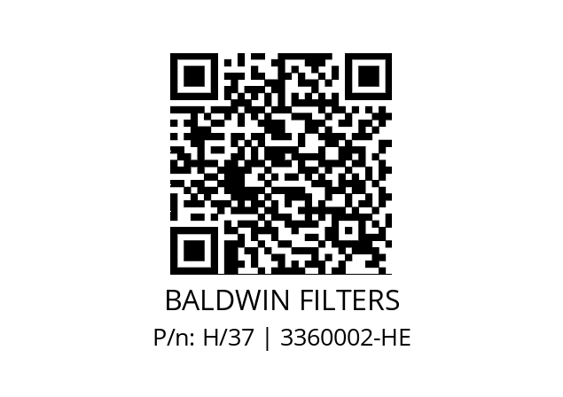   BALDWIN FILTERS H/37 | 3360002-HE