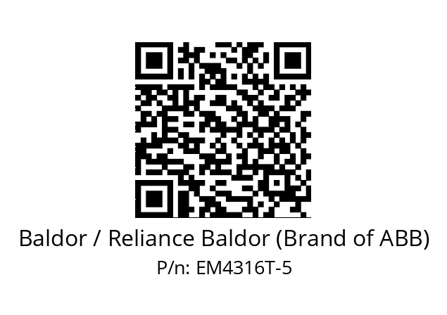 Motor  Baldor / Reliance Baldor (Brand of ABB) EM4316T-5