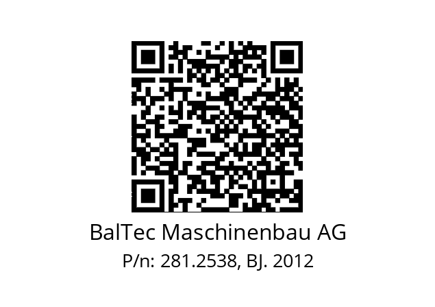   BalTec Maschinenbau AG 281.2538, BJ. 2012