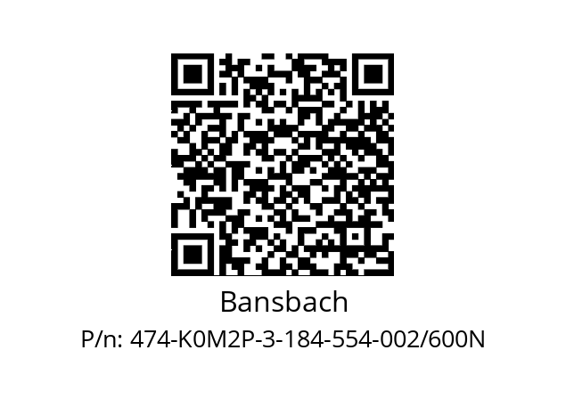   Bansbach 474-K0M2P-3-184-554-002/600N