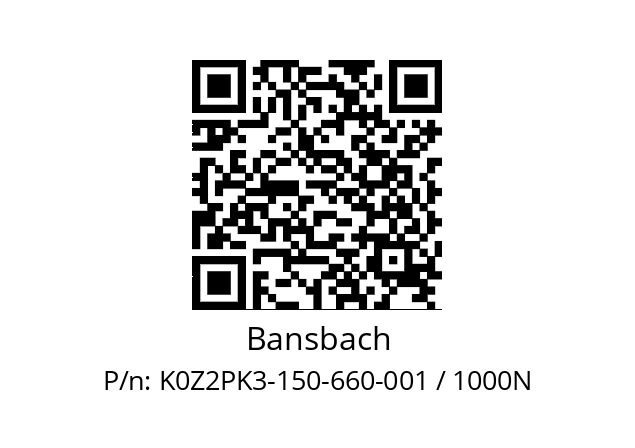   Bansbach K0Z2PK3-150-660-001 / 1000N