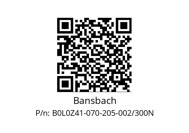   Bansbach B0L0Z41-070-205-002/300N