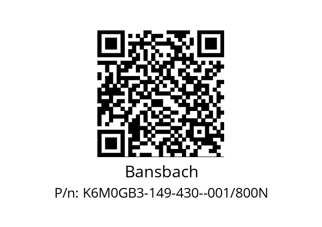   Bansbach K6M0GB3-149-430--001/800N