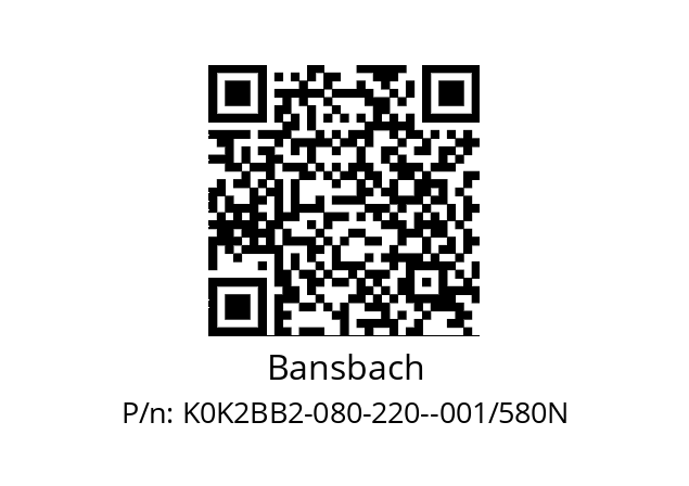   Bansbach K0K2BB2-080-220--001/580N