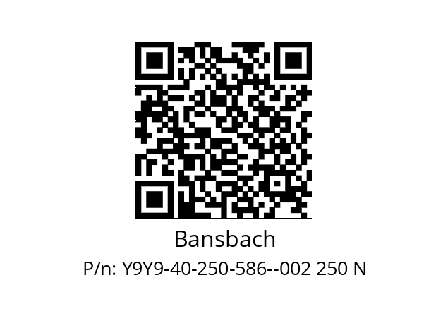   Bansbach Y9Y9-40-250-586--002 250 N