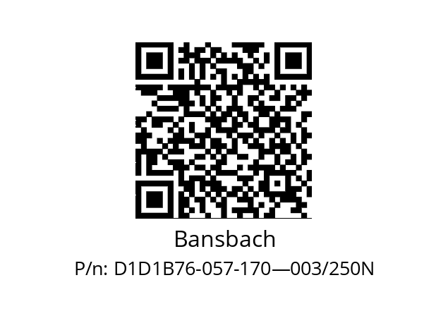   Bansbach D1D1B76-057-170—003/250N