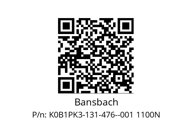   Bansbach K0B1PK3-131-476--001 1100N