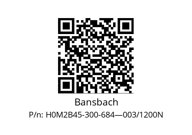   Bansbach H0M2B45-300-684—003/1200N