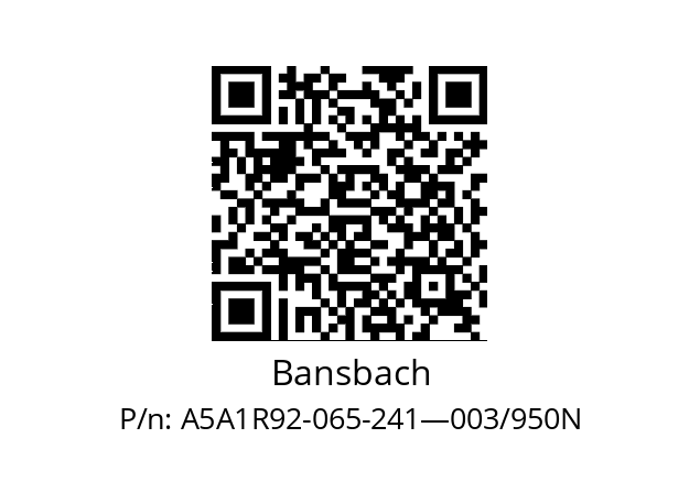   Bansbach A5A1R92-065-241—003/950N